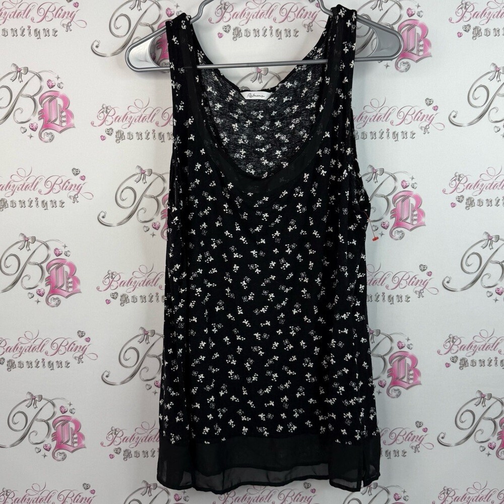 Reitmans shirt hearts and ribbons bows white Black Tank Top soft